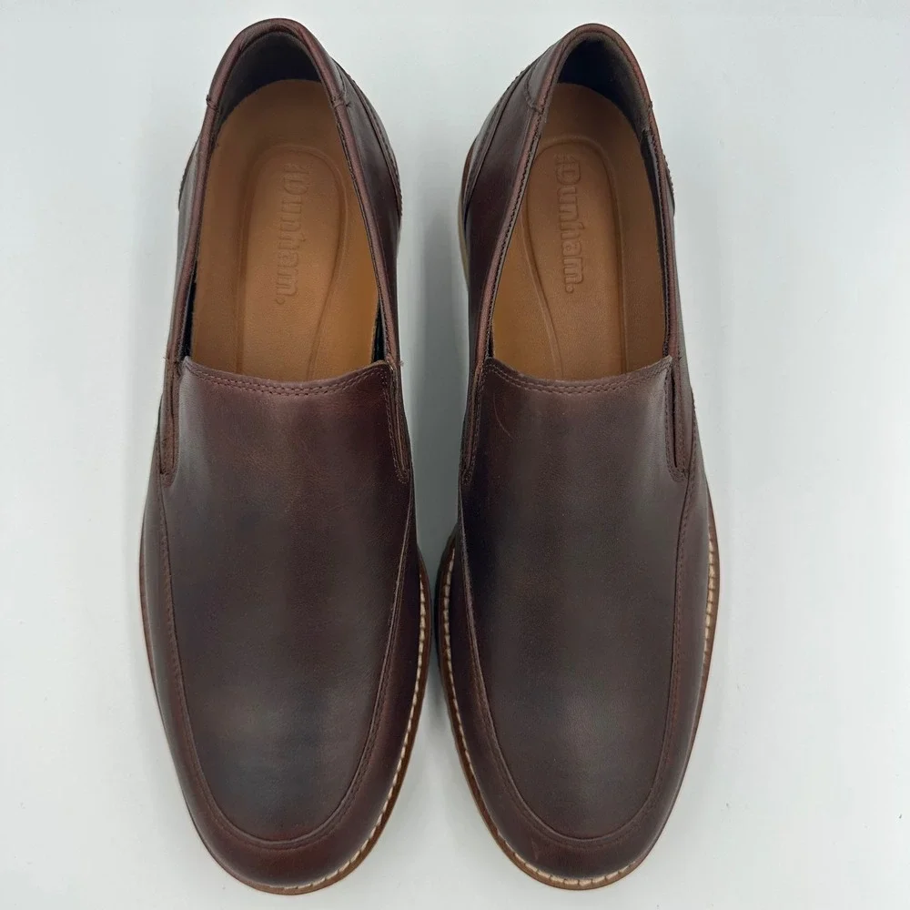 Dunham Clyde Slip-on Loafer Men 8.5 2E (EE) WIDE Brown NIB CI2309 Leather READ